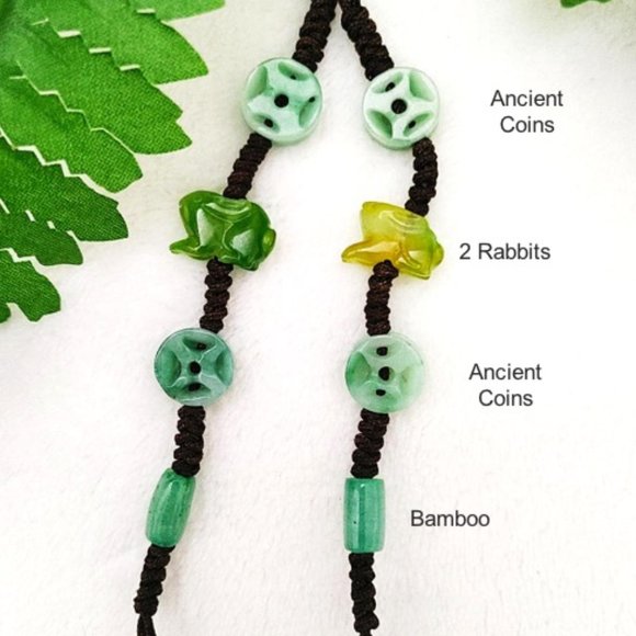 Necklace Genuine YellowJade VASE Green Rabbit Coin - Picture 9 of 14